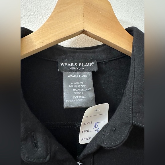 Black Collared Flare Long Sleeve Dress - Picture 3 of 6